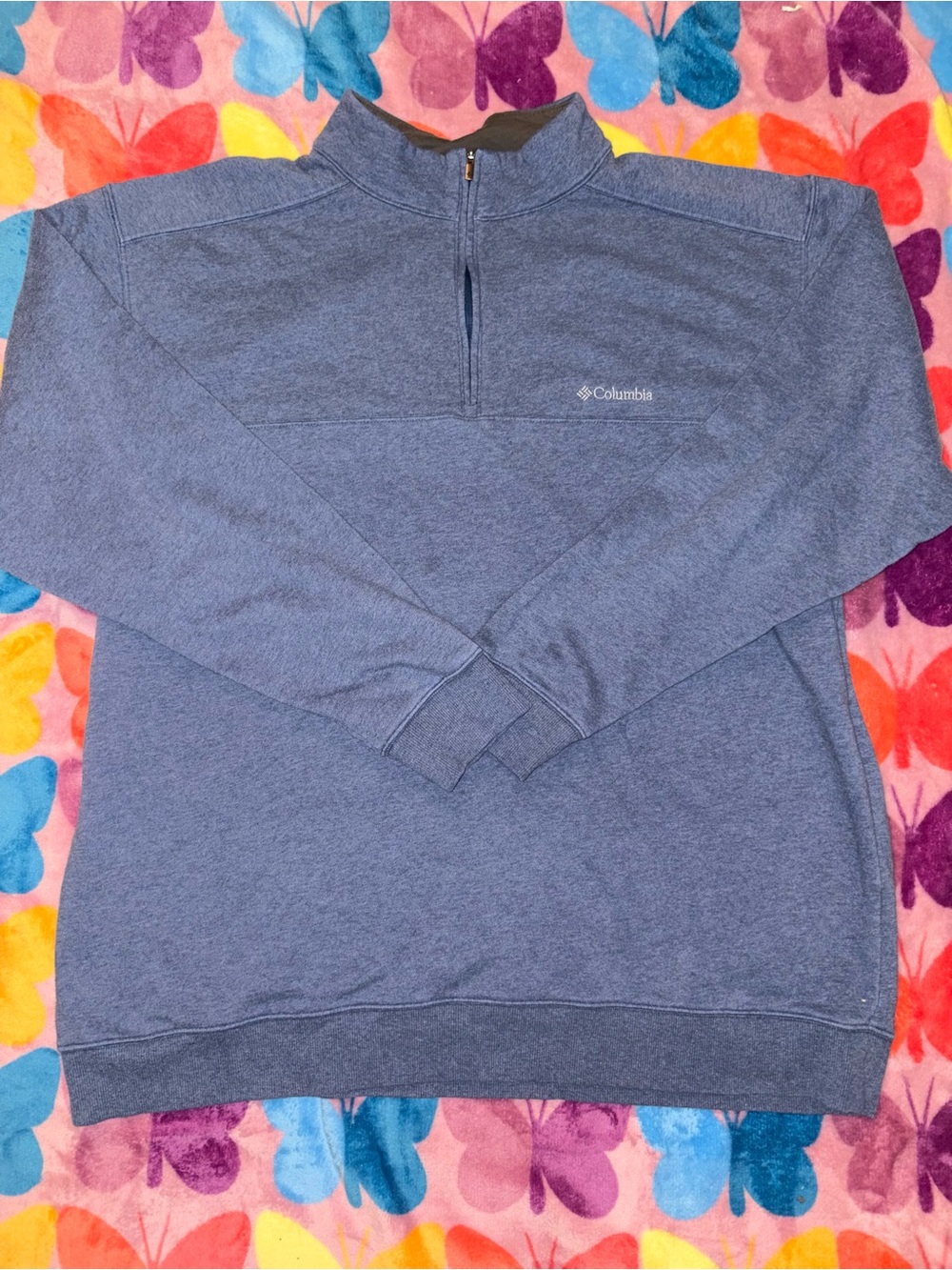 Columbia Men’s Heather Navy Quarter Zip Sweater
